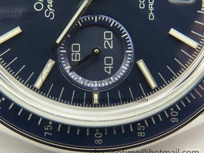 0519 SpeedMaster MoonWatch SS OMF 1:1 Best Edition Blue Dial On Leather Strap A9300 V FreshLook 8087